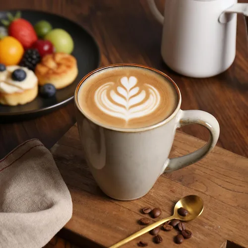Miniatura 5 de MONITO Juego de 4 tazas de café de 17 onzas, tazas de café grandes de cerámica azul con asa para té/latte/leche/cacao, divertidas tazas de té