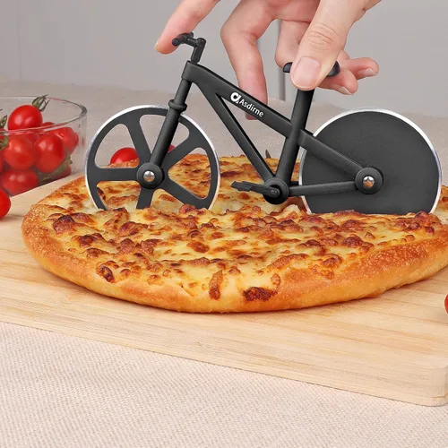 Miniatura 2 de Asdirne Cortador de pizza, rueda de corte de pizza para bicicleta con cuchillas antiadherentes de acero inoxidable súper afiladas, regalo novedoso
