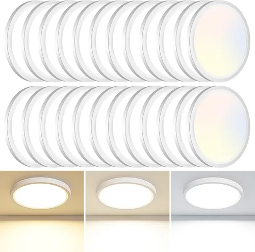 Miniatura 19 de Paquete de 2 lámparas LED de techo empotradas, 3000K-4000K-6500K y equivalente a 100W, lámpara de techo empotrada moderna para cocina de 15W