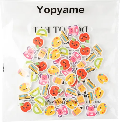 Miniatura 6 de Yopyame 60 piezas de borradores de regreso a clases, divertidos y lindos autobuses escolares, colección Apple, borradores para niños, aula, surtido