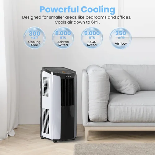 Miniatura 2 de TOSOT Aire acondicionado portátil de 9,700 BTU (5,000 BTU SACC), control inteligente WiFi, unidad de aire acondicionado con deshumidificador