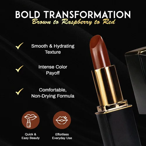 Miniatura 6 de L'Paige Lápiz labial y mancha de labios que cambian de color de pH - Transformación de marrón a rojo frambuesa, infusión de aloe vera, acabado LBR