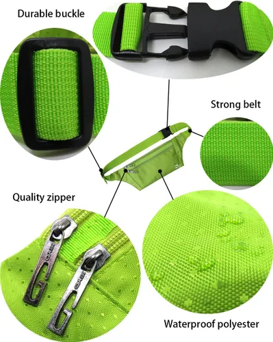 Miniatura 55 de Bolsa de cintura ultrafino con ranuras c/visualización para tarjeta de crédito, para deportes, aire libre, correr, caminar, viajes.