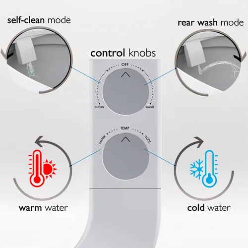 Miniatura 5 de BIDETbidet - Accesorio de bidé ultradelgado reversible para agua caliente izquierda/derecha con control de temperatura, juego de pomos