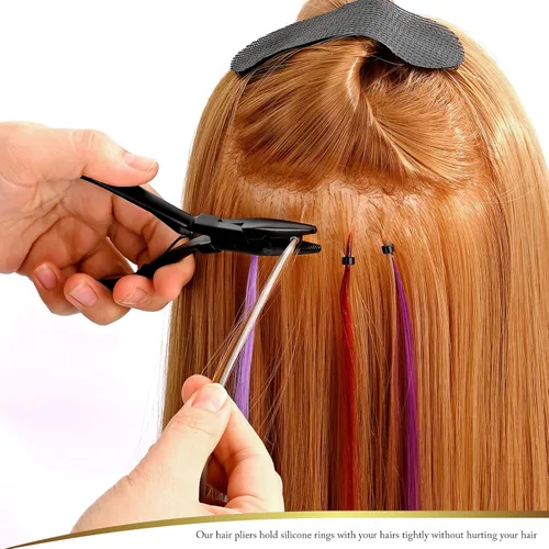Miniatura 6 de EHDIS Alicates de extensión de cabello, alicates multifuncionales de microenlaces, herramienta de extensión de cabello para microenlace, micro