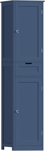 Miniatura 16 de Iwell Armario de almacenamiento de 57.8 pulgadas de alto con 2 cajones y 2 estantes ajustables, armario de cocina con 4 puertas, armario alto