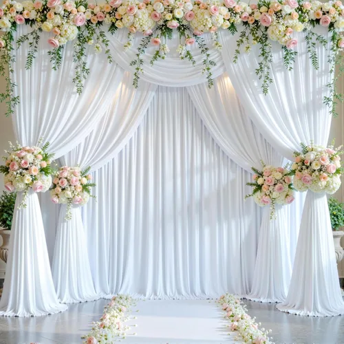 Miniatura 2 de 8 Paneles de Cortina de Fondo Blanco para Fiestas Bodas Sin Arrugas Cortinas Blancas para Fotos Fondos Cortinas Tela Decoración para Baby Shower