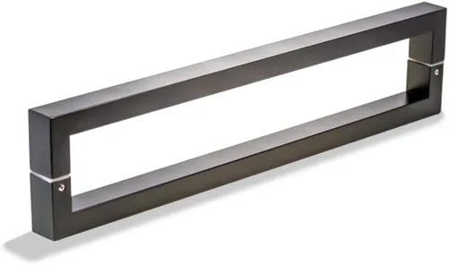 Manijas de puerta modernas de acero inoxidable negro mate de 71 pulgadas de largo, tiradores interiores y exteriores espalda con espalda para
