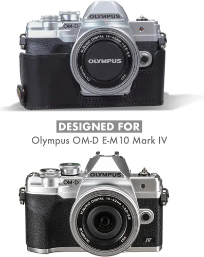 Miniatura 4 de MegaGear MG1932 Ever Ready - Funda de piel auténtica para cámara compatible con Olympus OM-D E-M10 Mark IV, color negro