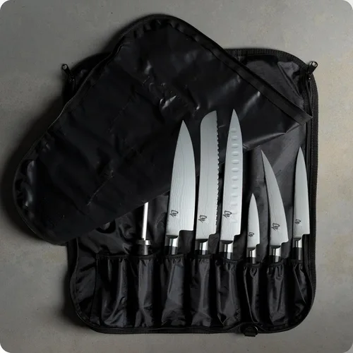 Miniatura 2 de Shun Juego clásico de 8 piezas para estudiantes, incluye chef de 8 pulgadas, pelado de 3.5 pulgadas, cuchillos utilitarios de 6 pulgadas y más