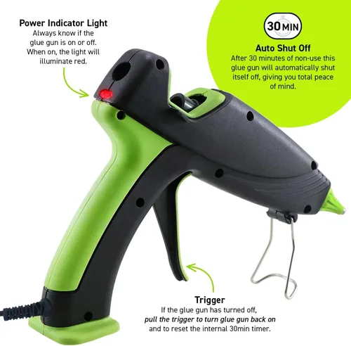 Miniatura 4 de Surebonder Pistola de Pegamento Caliente y Barras de Pegamento, Pistola de Pegamento Caliente de Tamaño Completo de 100W de Doble Temperatura con 20