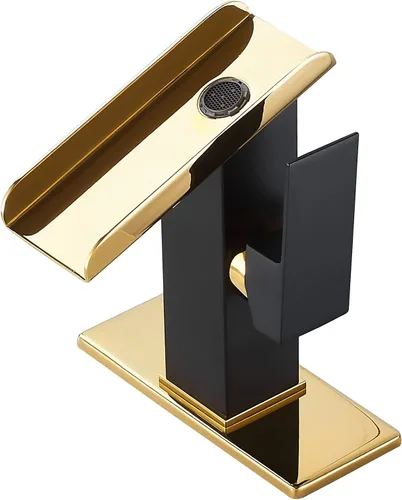Miniatura 9 de Grifo de lavabo de baño dorado de una sola manija de 1 o 3 agujeros de 4 pulgadas, cascada de 4 pulgadas, grifo de baño moderno de latón para lavabo