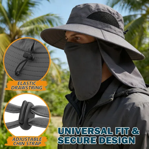 Miniatura 3 de EINSKEY Sombrero de sol unisex clásico Sombrero de sol de cobertura completa con solapa para el cuello