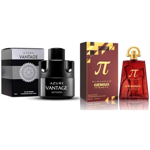 Miniatura 9 de Set de regalo de perfume para hombre, EDP, paquete de 2 (3.4 oz / 3.4 fl oz cada uno), Amazing Code Gold, AQUA DE EP BLUE, ámbar picante y azul