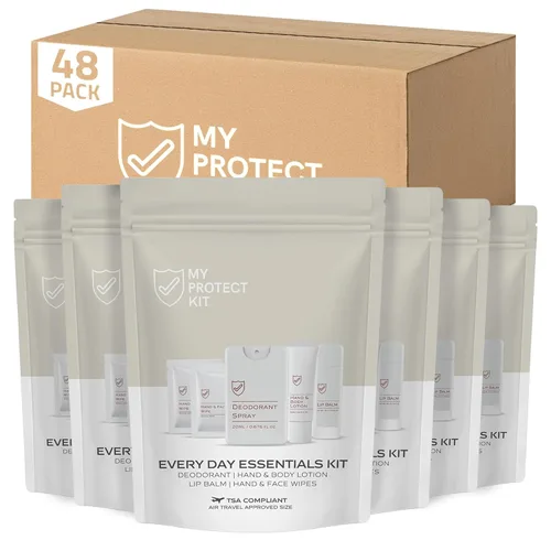 Miniatura 11 de MY PROTECT KIT Everyday Essentials - Kit de viaje de 8 piezas de higiene y aseo con desodorante en aerosol, loción, bálsamo labial y toallitas