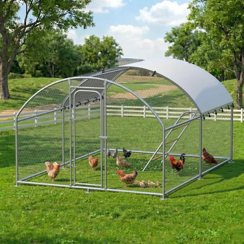 Miniatura 7 de Gallinero grande de metal para pollos con percha para posarse, gallinero de entrada para aves de corral, casa para patos, corral para pollos