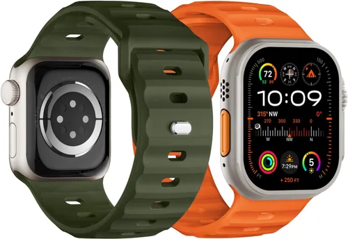 Miniatura 10 de Correa deportiva compatible con Apple Watch Ultra 2 Band de 1.929 in 1.811 in 1.772 in 1.732 in 1.654 in para hombres, correas de silicona suave