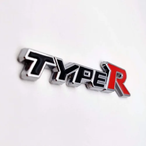 Miniatura 4 de Emblema de Coche de Metal Cromado con Logo Type-R, Insignia Deportiva de Carreras 3D Premium, Calcomanía Adhesiva de Poder Turbo (Negro y Rojo)