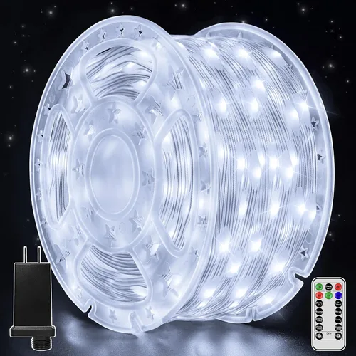 Miniatura 10 de Luces de Navidad para exteriores, 800 LED de 262 pies, luces de hadas multicolor IP67 impermeables, tira de luces enchufables con control remoto, 8