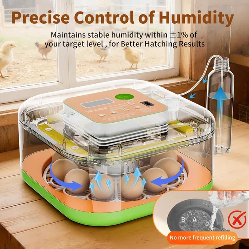 Miniatura 3 de Incubadora para incubar huevos, control de temperatura y humedad, día de incubación e incubación automático y ajustable, vela de huevos incorporada