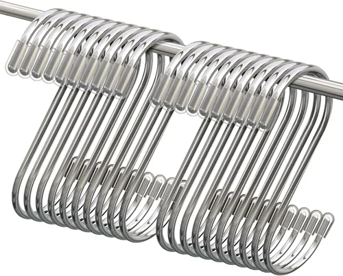Paquete de 20 ganchos en S para colgar, ganchos de metal en forma de S de 3.4 pulgadas resistentes para macetas, sartenes, plantas, bolsos, tazas,
