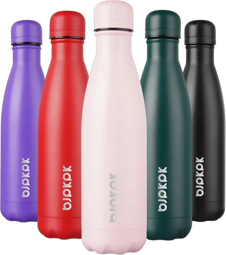Miniatura 59 de BJPKPK Botellas de agua de acero inoxidable con aislamiento de 17 onzas, mantiene el frío y el calor, brillante oro rosa Oro rosa brillante