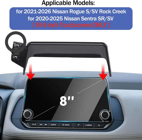 Miniatura 2 de Soporte magnético de teléfono para Nissan Rogue S SV Rock Creek 2021-2026/Sentra SR SV 2021-2026 [solo compatible con 8 pulgadas], soporte