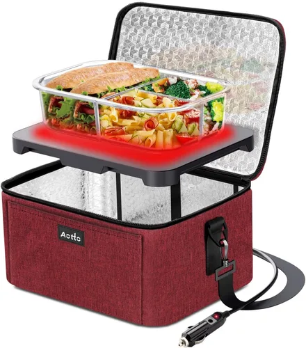 Miniatura 9 de Aotto Horno Portátil Fiambrera Eléctrica Calentador de Alimentos - 12V/24V 2 en 1 Calentador de Alimentos para Coche, Fiambrera Térmica para Azul