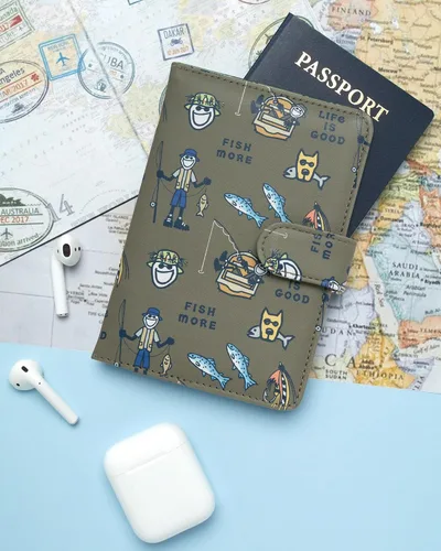 Miniatura 3 de Life is Good Travel Passport Cover - Anti-Theft Passport Holder Wallet with Interior Card Slots with Magnetic Snap Closure, Gone Fishing
