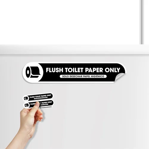 Letrero de solo papel higiénico al ras | Adhesivo negro mate para decoración de baño | Letreros de baño | Esenciales para anfitriones e invitados |