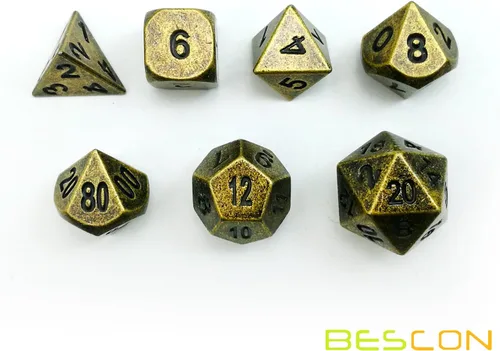 Miniatura 3 de Bescon Antiguo Latón Sólido Metal Poliédrico D&D dados Set de 7 cobre antiguo Metal RPG Juego de rol Juego de dados 7pcs Set