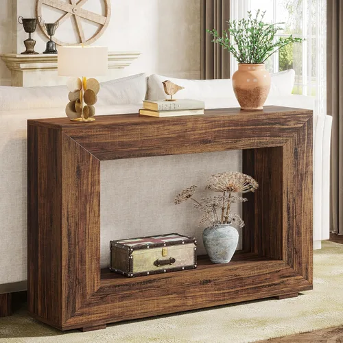 Miniatura 5 de Tribesigns - Mesa consola de granja, mesa de entrada de 47 pulgadas con almacenamiento, mesa decorativa de pasillo con estilo industrial para sala