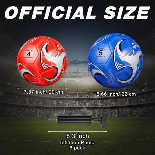Miniatura 2 de 6 pelotas de fútbol de tamaño a granel 5/4/3 desinfladas con bomba para jóvenes y adultos, práctica de entrenamiento, fútbol para escuela, deportes