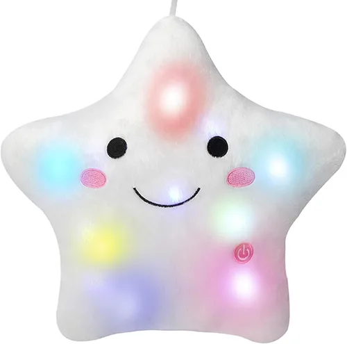 Miniatura 21 de Almohada de estrella brillante de 13.8 pulgadas, almohada de felpa de estrella LED con luces nocturnas coloridas, juguete de estrella suave y Azul