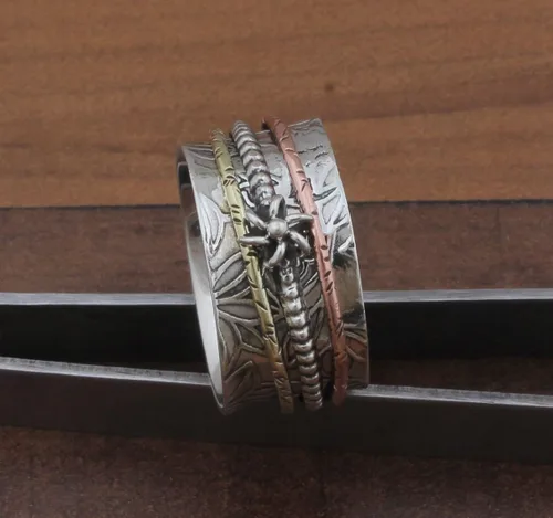 Miniatura 54 de Boho Spinner Ring, Mothers Day Gift, Silver 925 Women Ring, Sterling Silver 925 Ring, Fidget Spinner Ring,Women Silver Anxiety Ring
