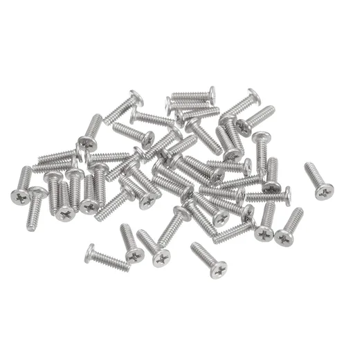 Miniatura 32 de Uxcell M1-0.25 x 2 mm 50 piezas Tornillos de cabeza plana redonda 304 de acero inoxidable Phillips Drive tornillos de máquina para fijación