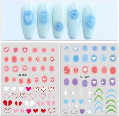 Miniatura 5 de Adhesivo holográfico 3D de estilo simple, diseño de estrellas y líneas de corazón de amor, para mujeres y niñas, decoración de dijes de manicura