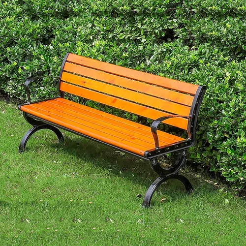 Bancos de aluminio fundido para exteriores, de madera preservativa de 67 pulgadas (66.9 in), perfecto para patio trasero, césped, porche, camino
