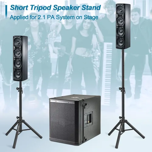Miniatura 6 de Vondynote Par de soportes para altavoces de trípode de altura ajustable de 33.5 a 53.5 pulgadas, soporte delgado para mini altavoz, PA DJ, trípode