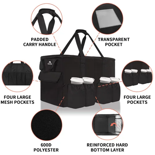 Miniatura 7 de MATEIN Bolsa aislante para entrega de alimentos, bolsa térmica XXXL para alimentos fríos y calientes, resistente al agua, plegable, para transporte