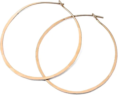 Miniatura 39 de Pendientes de aro delgados martillados, elegantes geométricos de plata de ley maciza, relleno de oro y relleno de oro rosa; para mujeres de Lotus