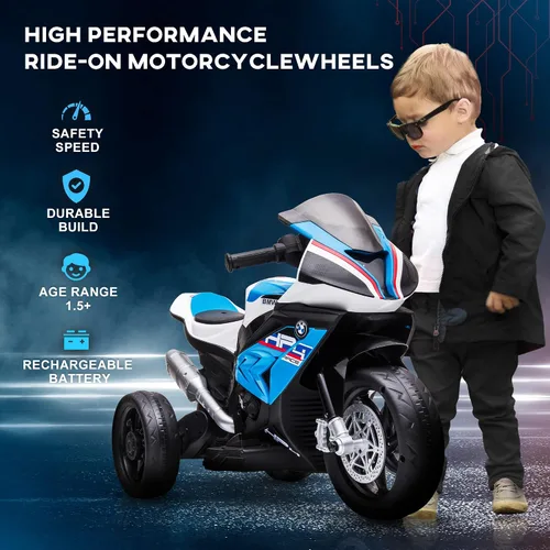 Miniatura 3 de Aosom Motocicleta con licencia de 6 V para niños, todoterreno con batería de tres ruedas con USB, AUX, música y faros delanteros para niños