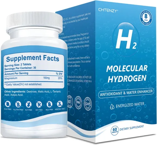 Miniatura 9 de Tabletas de agua de hidrógeno – H2 tabletas de hidrógeno molecular para agua potable, 8 ppm con magnesio, sabor naranja, 60 unidades, electrolitos
