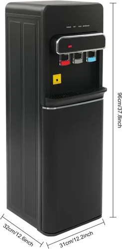 Miniatura 2 de Dispensador de agua de carga inferior, dispensador de agua caliente, fría y a temperatura ambiente para botellas de 5 galones, fácil carga