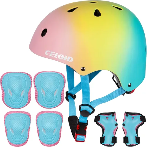 Juego de almohadillas para casco de bicicleta y patineta para niños, equipo de protección para niños pequeños, rodilleras y coderas para niños de