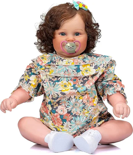 Miniatura 4 de TERABITHIA 24 pulgadas, enorme tamaño real de bebé, cabello enraizado a mano, dulce sonrisa, afroamericana, realista, recién nacida, muñecas de niña