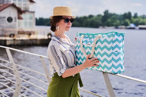 Miniatura 6 de SHYLERO Bolsa de playa y bolsa de piscina. Tiene bolsa hermética, tonelada de bolsillos. La bolsa de playa tiene cremallera, repelente al agua.