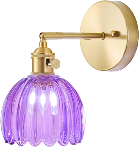 Miniatura 29 de Juego de 2 apliques de pared enchufables, apliques de pared vintage con pantalla de cristal transparente de tulipán, aplique de pared