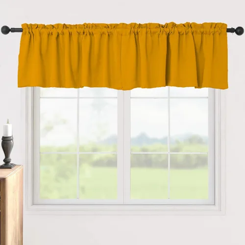 Miniatura 7 de Pickluc Cortinas opacas con cenefa de 18 pulgadas de largo, cortinas cortas con bolsillo para barra para ventana de cocina, baño, sala de estar