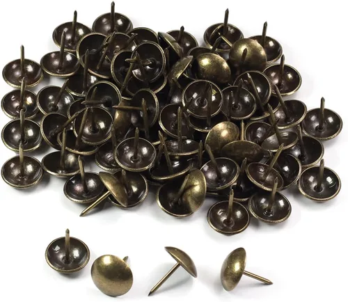 Miniatura 33 de MroMax 120 tachuelas de clavos para tapicería de 0.47 pulgadas de diámetro, hierro de estilo vintage, de metal, redondos, de 0.67 pulgadas de altura